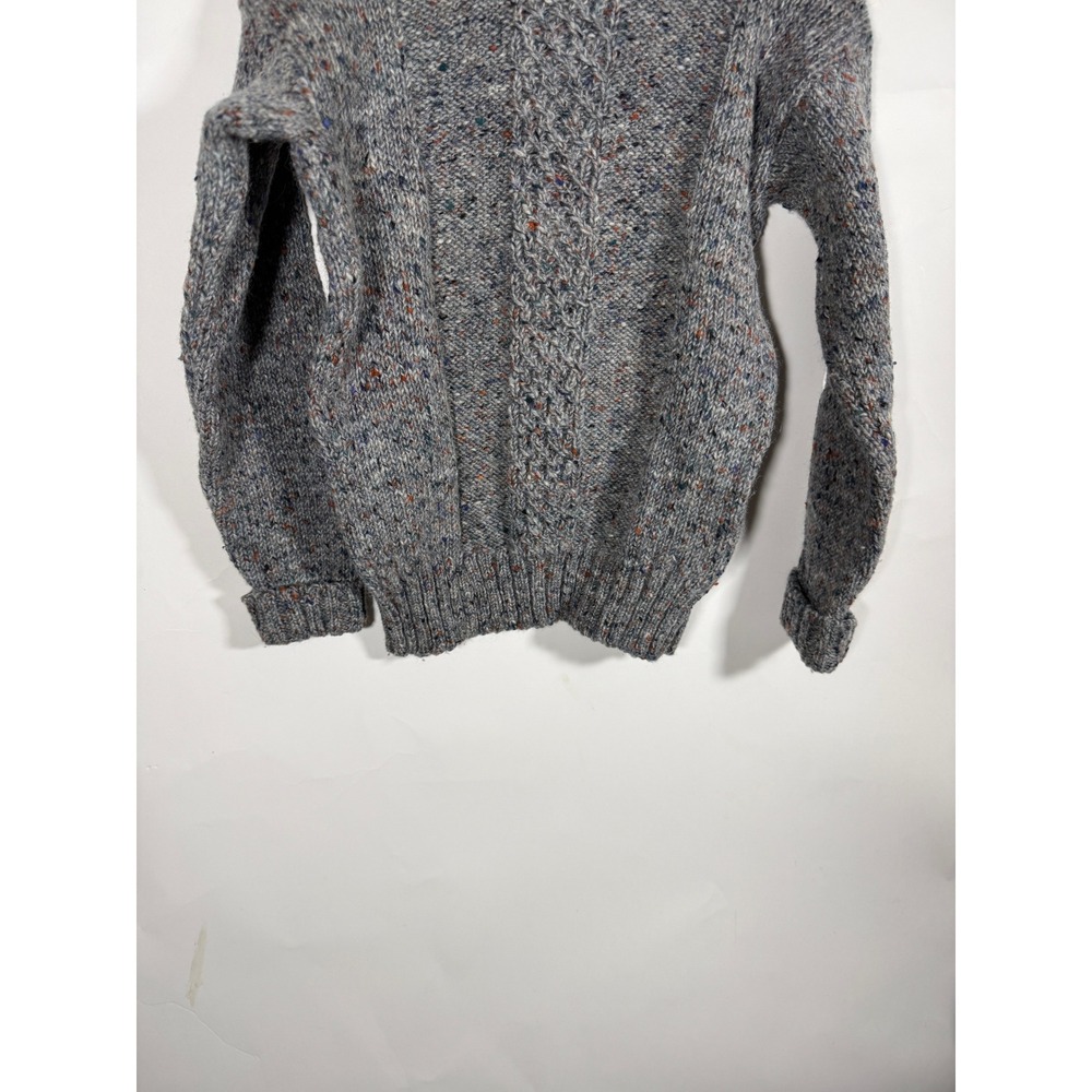 LL Bean Genuine Donegal Wool Turtleneck Sweater Grey Multi Ireland Vintage 38 - Picture 3 of 10